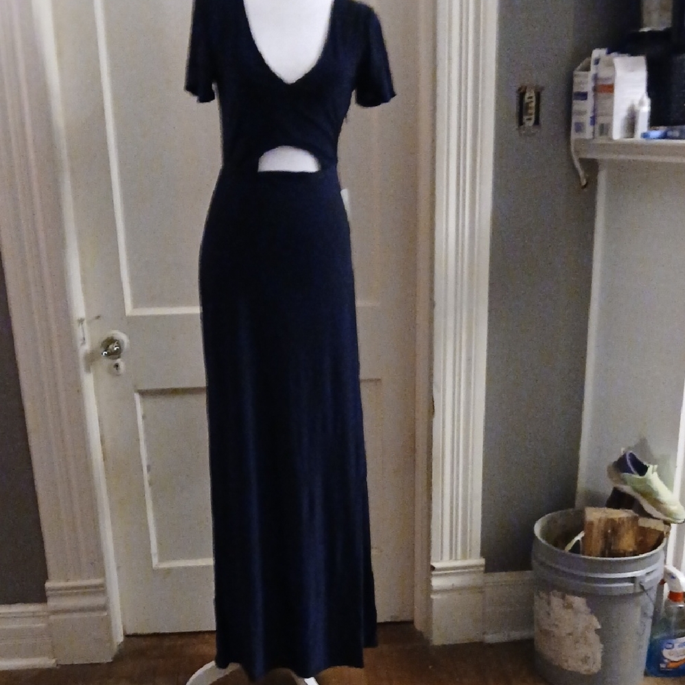 NWT Love By Design Navy Cutout Maxi Dress Slinky M